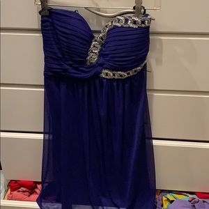 Strapless royal blue short dress, fancy